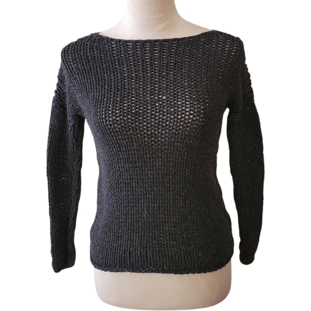 Vince Black Chunky‎ Knit Wool Sweater Size XS